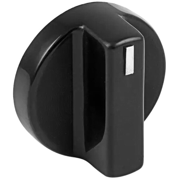 A black Bakers Pride knob with a silver stripe on it.