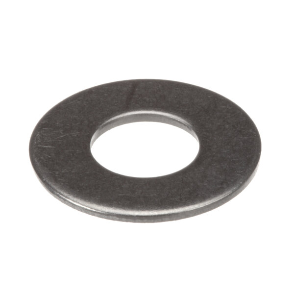 A close-up of a Blodgett metal washer with a black surface.