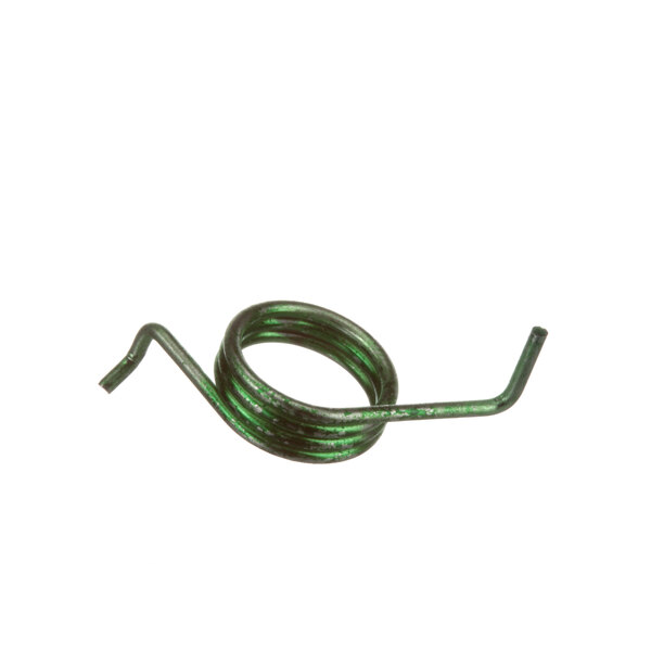 A green coiled wire on a white background.