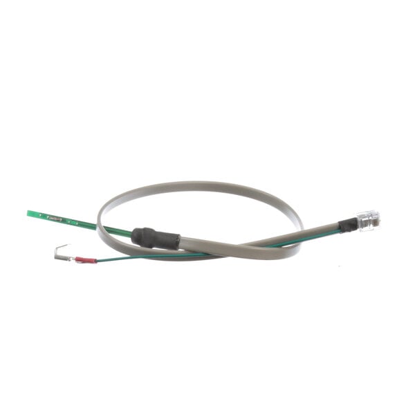A close-up of a Hubbell P65 probe cable with a green and red wire.