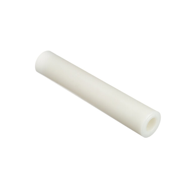 A white cylindrical object with a hole on a white background.