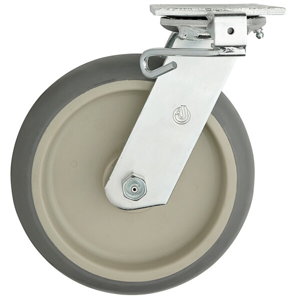 An 8" Metro Super Erecta caster wheel with a metal plate.