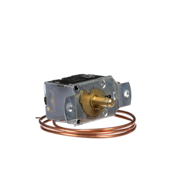 An Atlas Metal Industries Inc thermostat with a copper coil and wire.