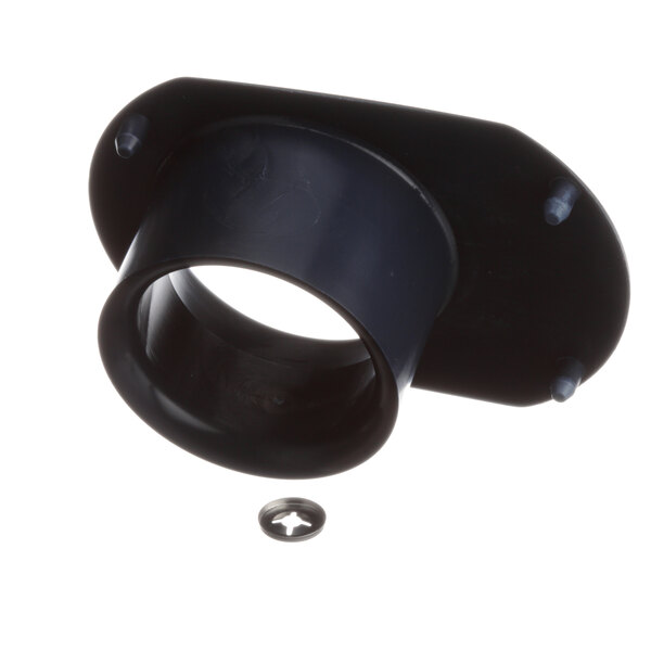 A black plastic ring with a screw on top of it.
