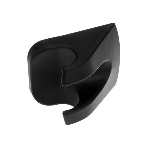 A black plastic curved hand-shower holder clip.