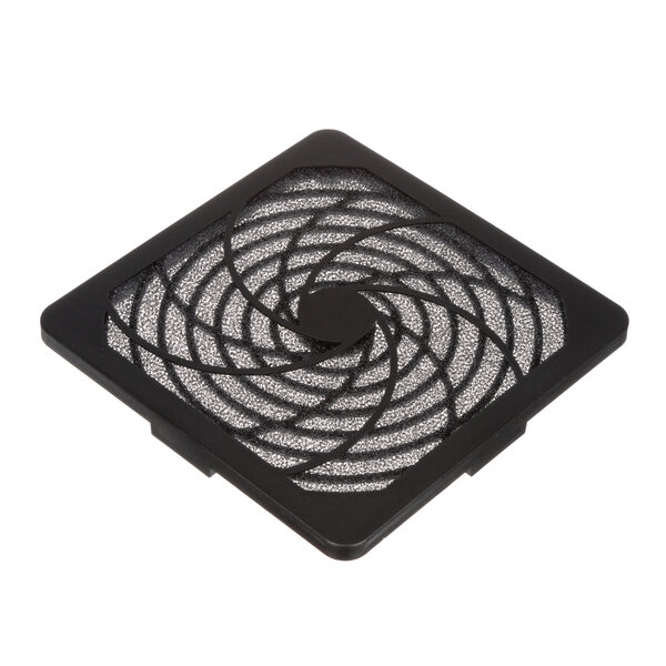 A black square Alliance Laundry Filter Cover with a spiral pattern.