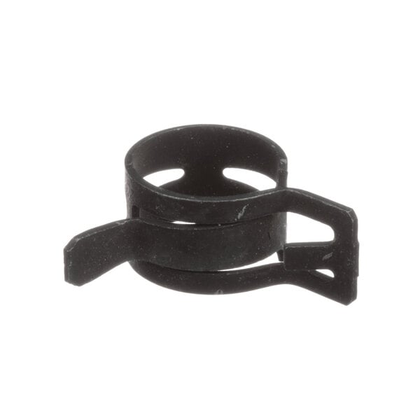 A black plastic Alto-Shaam hose clamp with a hole in it.