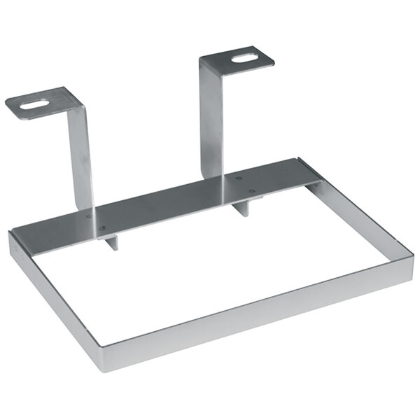 A Bunn metal drip tray bracket with two holes.