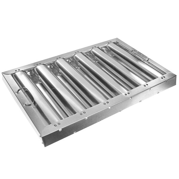 A metal tray with cylindrical metal filters on it.
