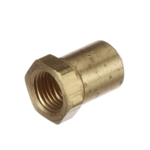 A close-up of a brass nut.