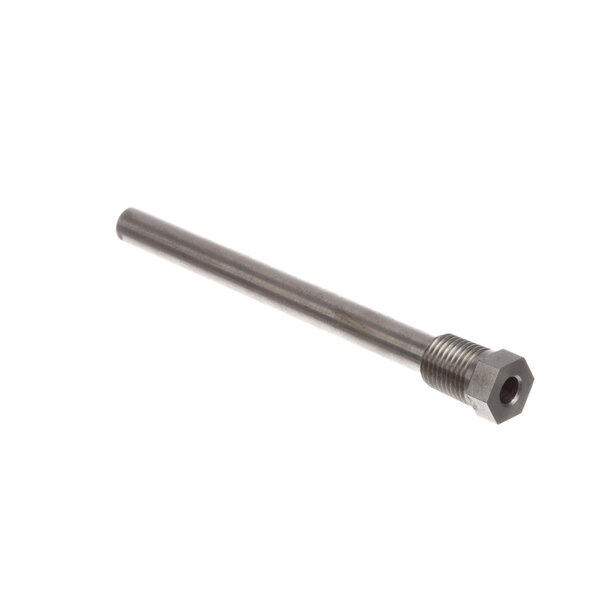 A stainless steel threaded rod with a hexagon nut on the end.
