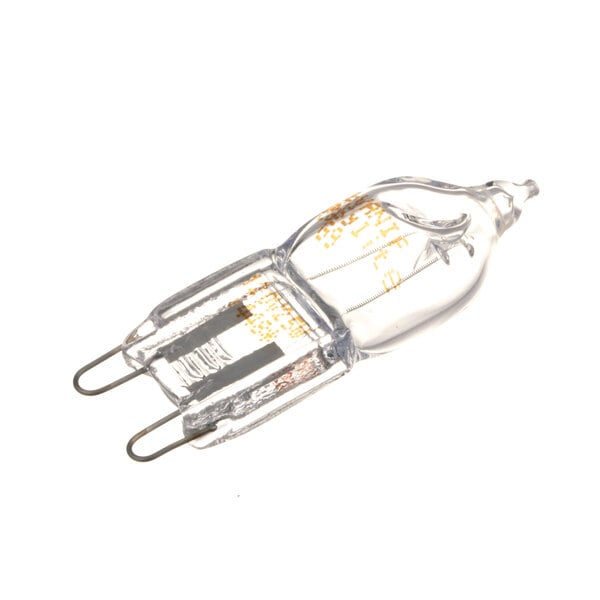 A clear Doyon Baking Equipment G9 light bulb with orange lines.