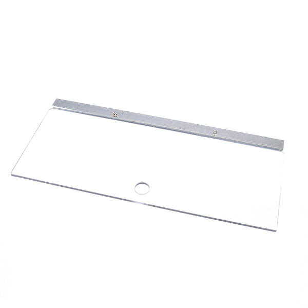 A white rectangular plastic plate with a hole in the middle.