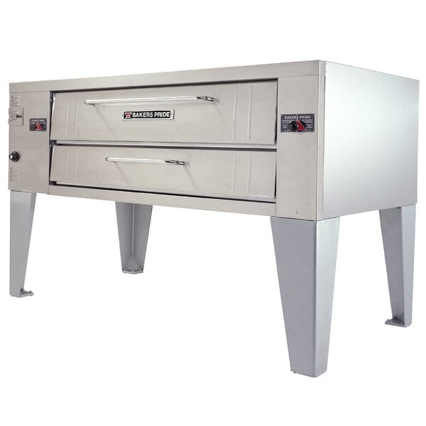 A large stainless steel Bakers Pride pizza oven.