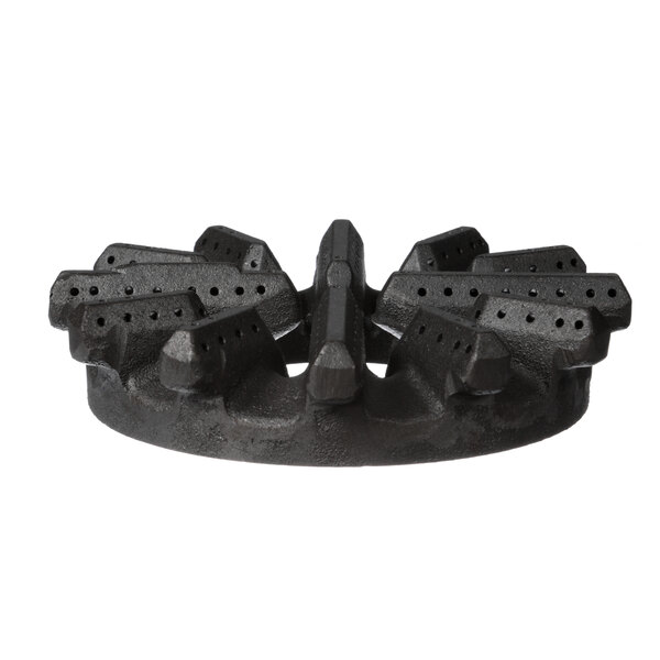 A black Garland burner head with holes in it.