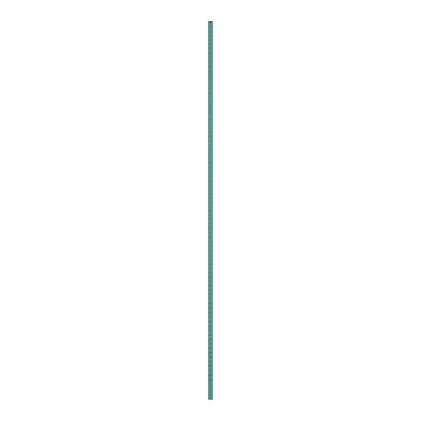 A long thin blue pole with a rectangular blue tip and white lines.