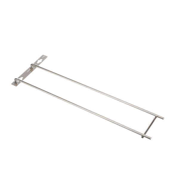 A stainless steel rack guide with two metal rods.