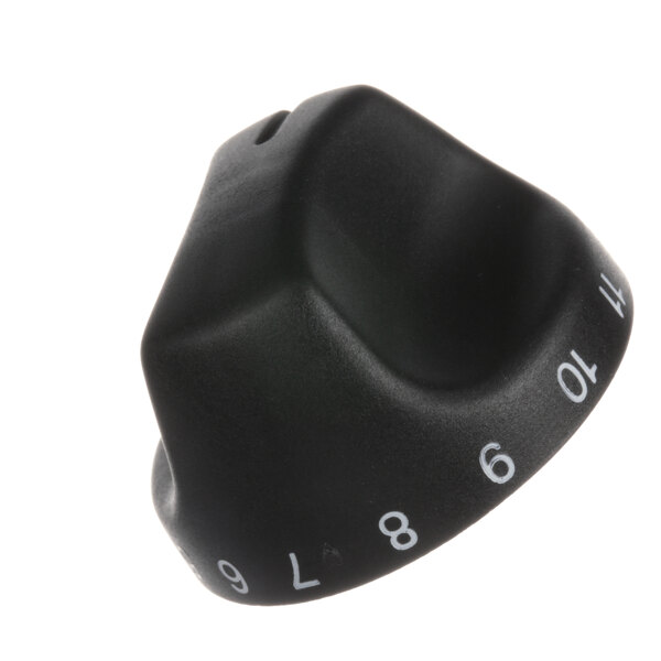 A black Cadco knob with white numbers.