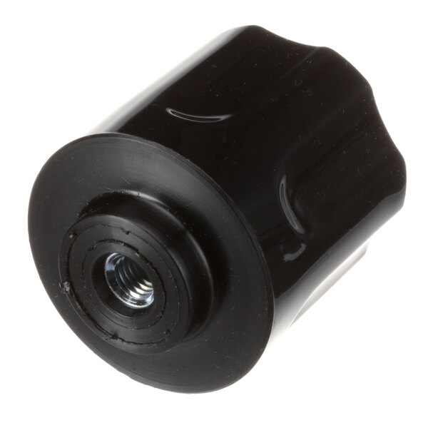 A black plastic Globe chute support knob with an open end.