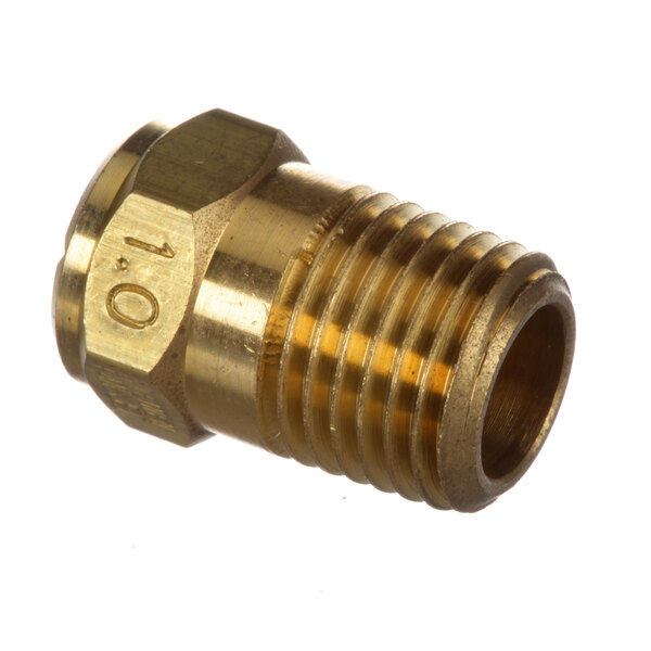 A brass 1/4" NPT threaded male fitting.