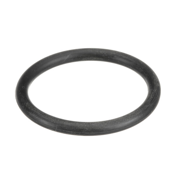 A black rubber O-ring on a white background.