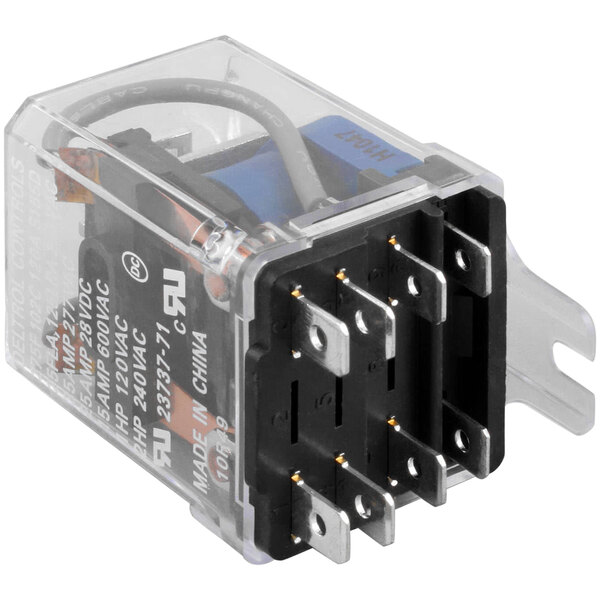 A Grindmaster-Cecilware L539AL relay with wires and a plastic cover.