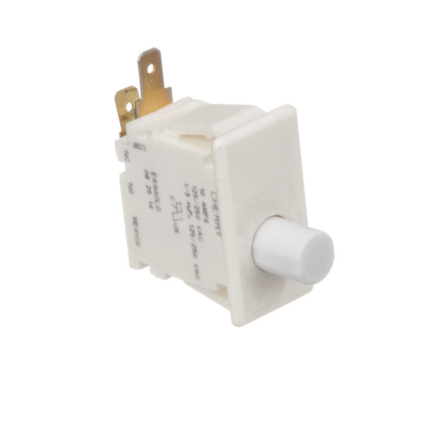 An Anets white plastic micro switch with a white knob.