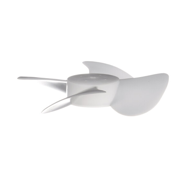 A white propeller with two blades.