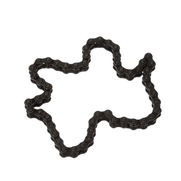 A black TurboChef conveyor oven drive chain with small metal stars on it.