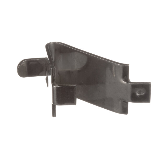 A close-up of a black plastic Randell pilaster clip.