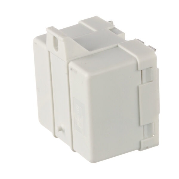 A white plastic Hoshizaki starter relay with metal inserts.