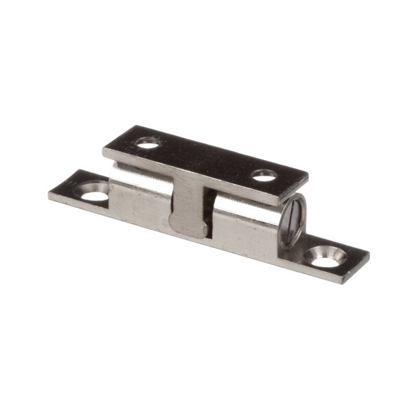 A stainless steel Alto-Shaam ball latch with two holes.