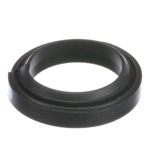 A black rubber split wiper shaft ring with a white background.