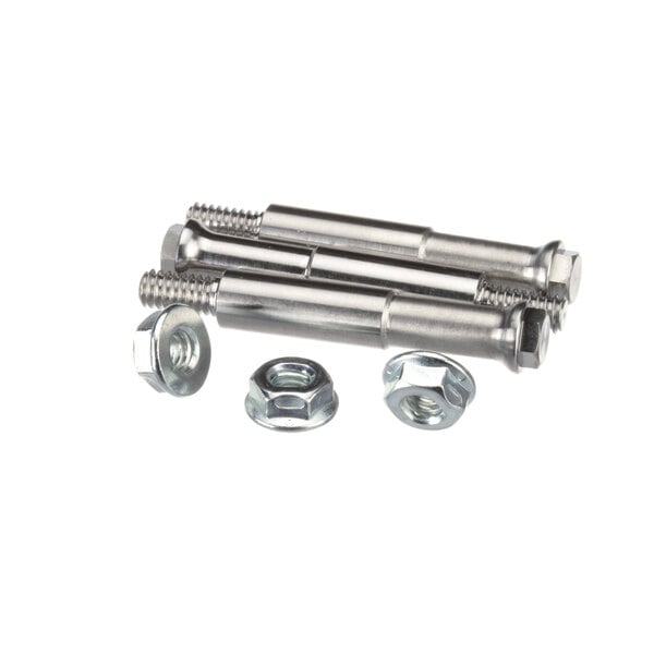 A set of stainless steel shoulder bolts and nuts.