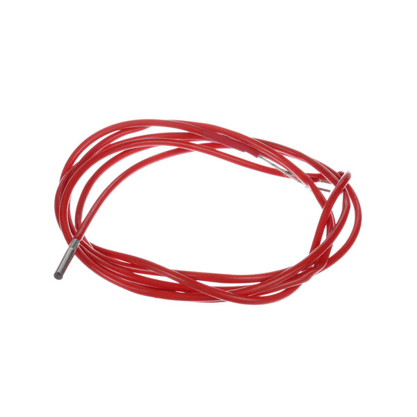 A red wire with a metal clip.