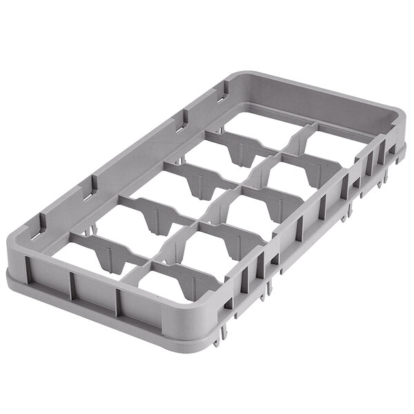 A grey plastic tray with holes for 10 half size Camracks.