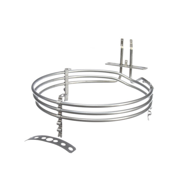 A stainless steel Cadco convection oven element with a metal handle and holes.