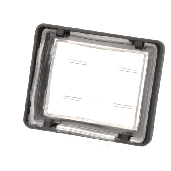 A black square plastic Rocker Switch Cover with a clear cover.
