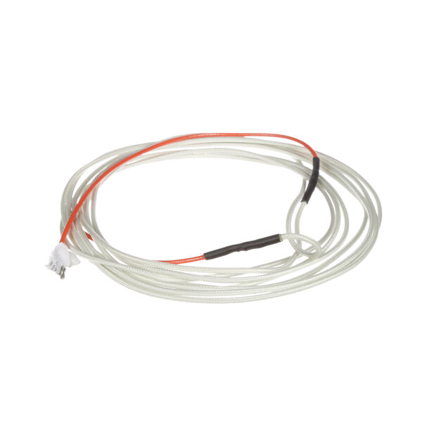 A white and red wire with an orange connector attached to a Victory Wire Heater.