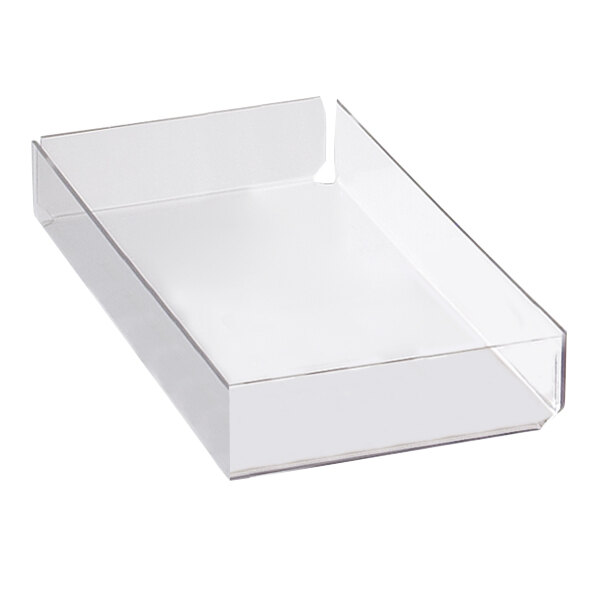 A clear plastic drawer for a bread box.