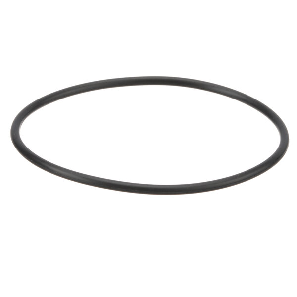 A black rubber O-ring with a white background.