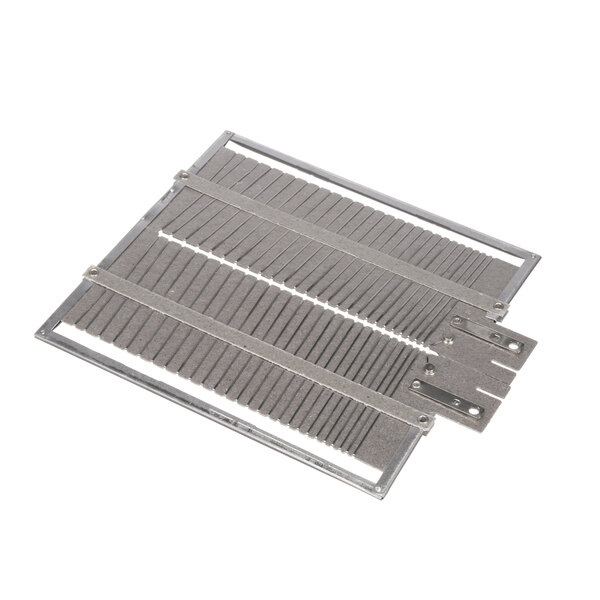 A metal plate with metal strips on it.