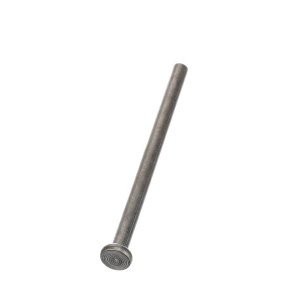 A long metal rod with a spiral design on a white background.