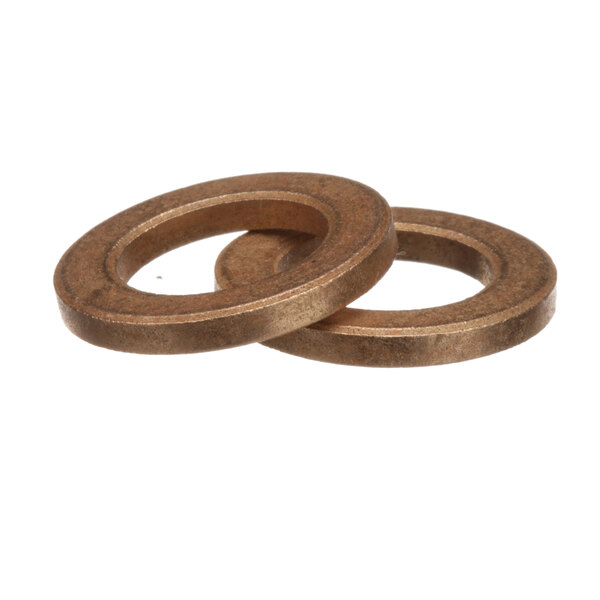 A close-up of a couple of Blodgett bronze washers.