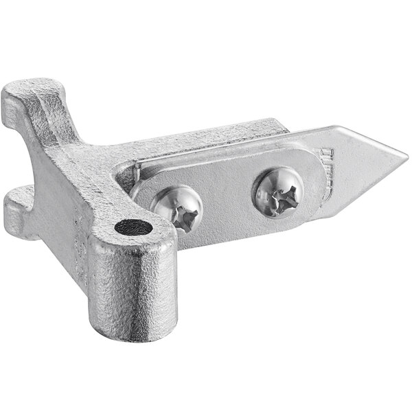 A metal Edlund knife holder assembly with screws.