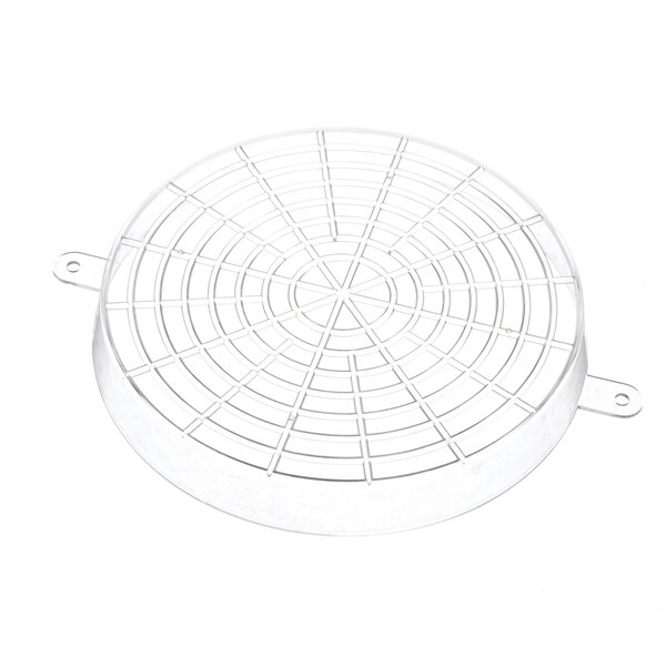 A white circular metal grid with lines.