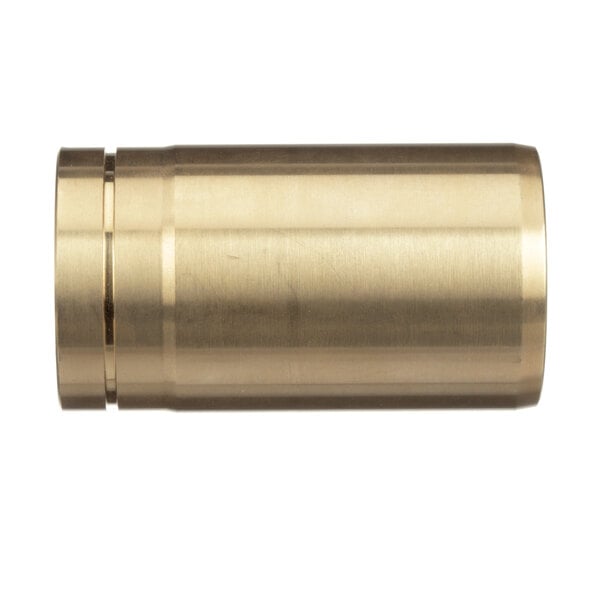 A brass Power Soak shaft sleeve cylinder with a hole.