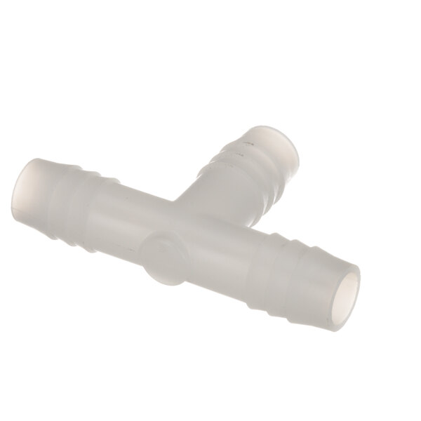 A white plastic Accutemp tee with two holes.