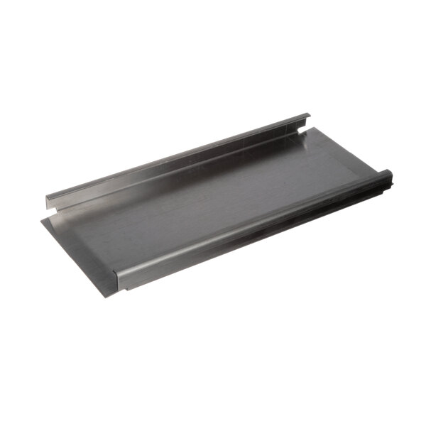 A black metal tray with handles.