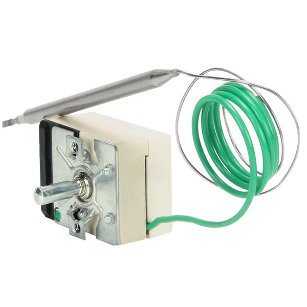 A Fagor Commercial thermostat boiler with white and green wires.